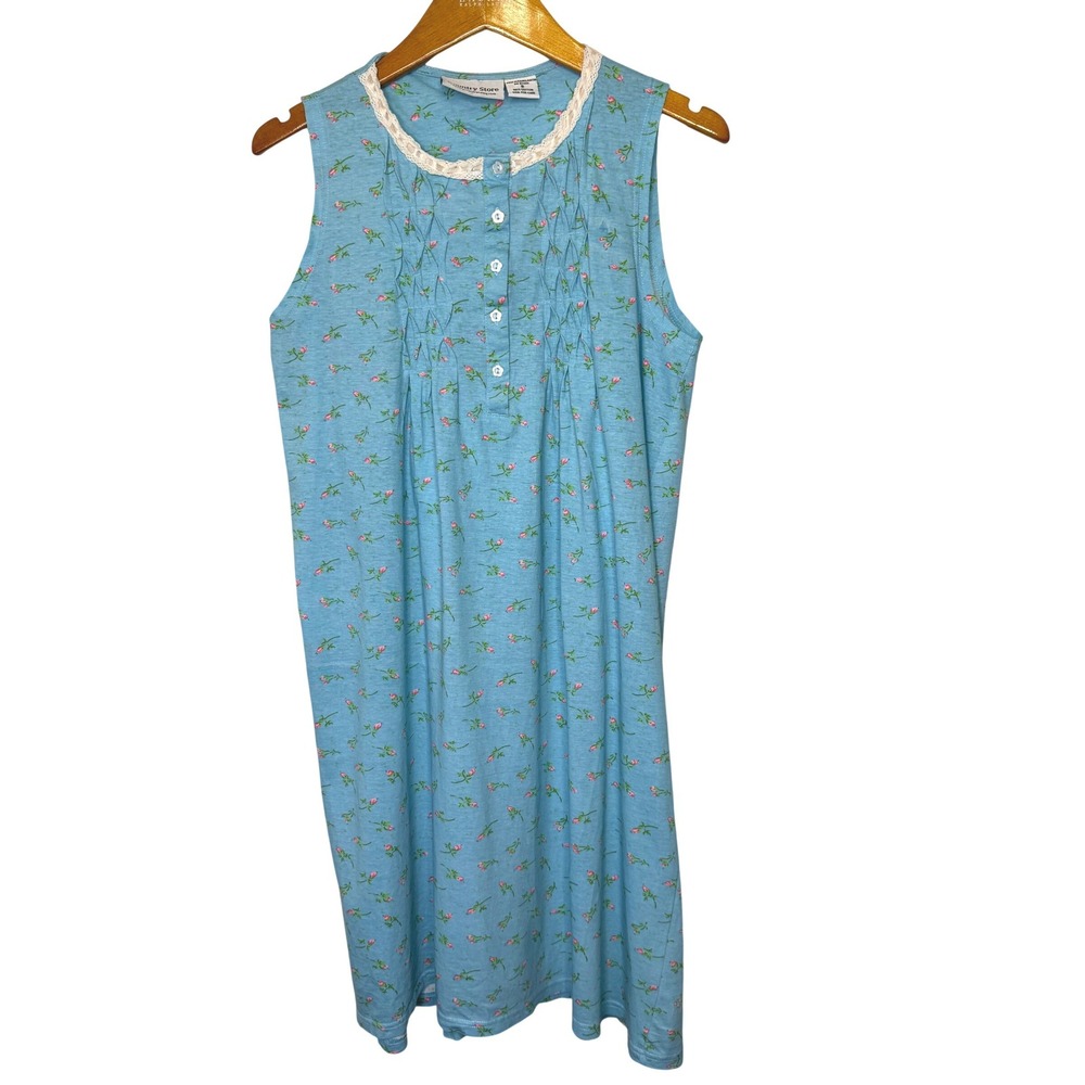 Country‎ Store Sleeveless Cotton Nightgown Small Blue